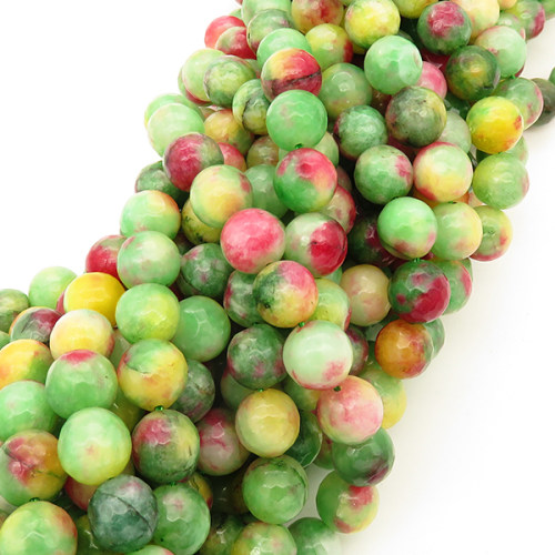 Natural Alabaster,Round,Faceted,Dyed,Colorful,10mm,Hole:1mm,about 38pcs/strand,about 55g/strand,5 strands/package,15"(38cm),XBGB03132bbov-L001