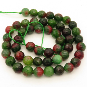 Natural Alabaster,Round,Faceted,Dyed,Colorful,10mm,Hole:1mm,about 38pcs/strand,about 55g/strand,5 strands/package,15"(38cm),XBGB03138bbov-L001