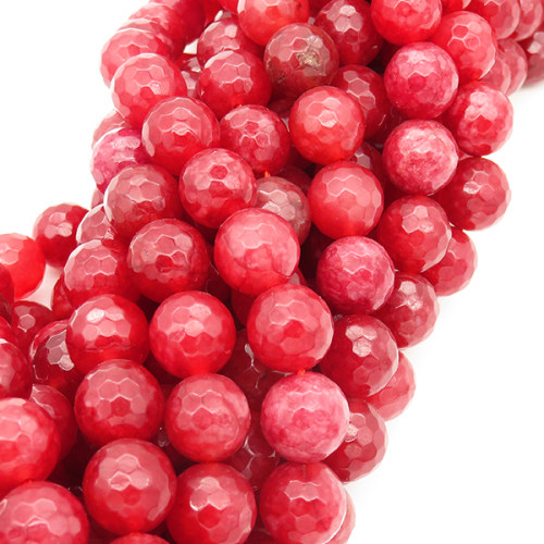 Natural Alabaster,Round,Faceted,Dyed,Rose red,12mm,Hole:1.2mm,about 32pcs/strand,about 80g/strand,5 strands/package,15"(38cm),XBGB03144ahjb-L001