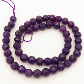 Natural Alabaster,Round,Faceted,Dyed,Dark purple,8mm,Hole:1mm,about 48pcs/strand,about 36g/strand,5 strands/package,15"(38cm),XBGB03150vbmb-L001