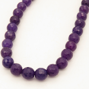 Natural Alabaster,Round,Faceted,Dyed,Dark purple,8mm,Hole:1mm,about 48pcs/strand,about 36g/strand,5 strands/package,15"(38cm),XBGB03150vbmb-L001