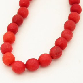 Natural Alabaster,Round,Faceted,Dyed,Coral Red,8mm,Hole:1mm,about 48pcs/strand,about 36g/strand,5 strands/package,15"(38cm),XBGB03153vbmb-L001