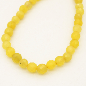 Natural Alabaster,Round,Faceted,Dyed,Yellow,6mm,Hole:0.8mm,about 63pcs/strand,about 22g/strand,5 strands/package,15"(38cm),XBGB03156ablb-L001