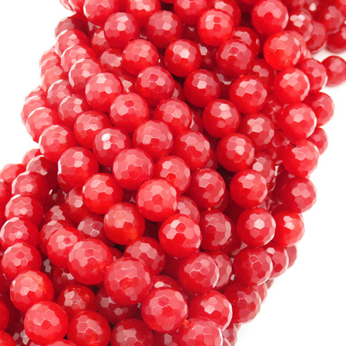 Natural Alabaster,Round,Faceted,Dyed,Strawberry red,8mm,Hole:1mm,about 48pcs/strand,about 36g/strand,5 strands/package,15"(38cm),XBGB03177vbmb-L001
