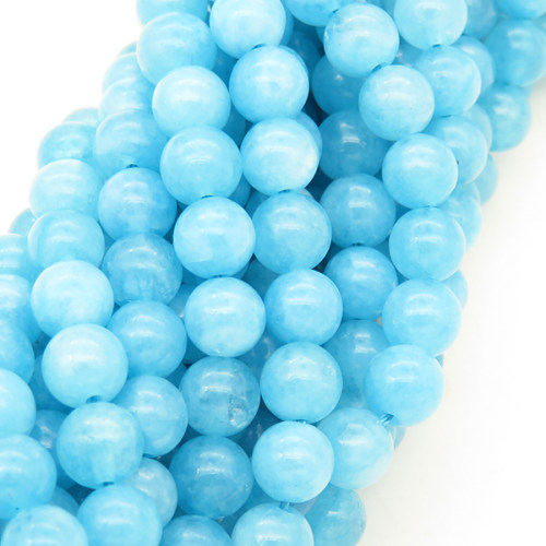 Natural Alabaster,Round,Dyed,Sky blue,10mm,Hole:1mm,about 38pcs/strand,about 55g/strand,5 strands/package,15"(38cm),XBGB03192vbnb-L001