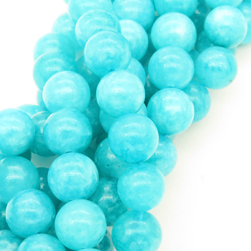 Natural Alabaster,Round,Dyed,Ocean Blue,10mm,Hole:1mm,about 38pcs/strand,about 55g/strand,5 strands/package,15"(38cm),XBGB03196vbnb-L001