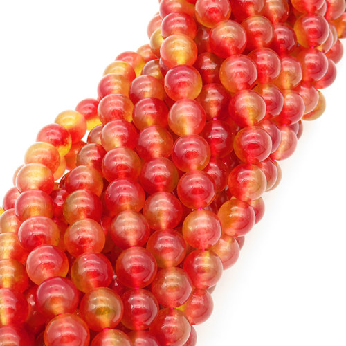 Natural Alabaster,Round,Dyed,Yellow & Red,8mm,Hole:1mm,about 48pcs/strand,about 36g/strand,5 strands/package,15"(38cm),XBGB03199ablb-L001