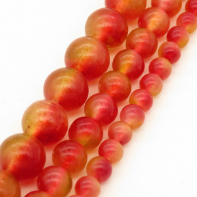 Natural Alabaster,Round,Dyed,Yellow & Red,8mm,Hole:1mm,about 48pcs/strand,about 36g/strand,5 strands/package,15"(38cm),XBGB03199ablb-L001