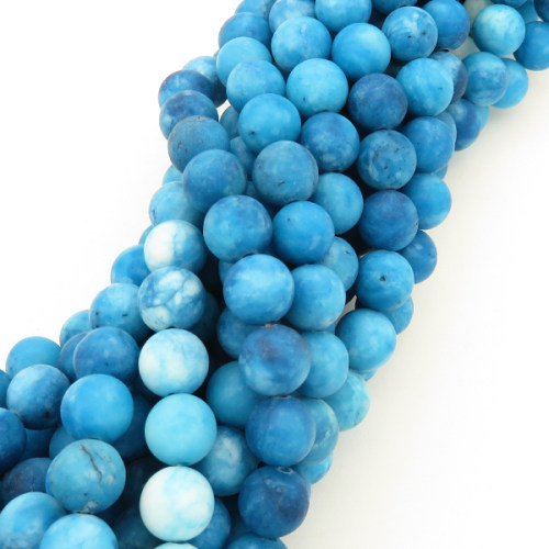 Natural Alabaster,Round,Dyed,Blue,8mm,Hole:1mm,about 48pcs/strand,about 36g/strand,5 strands/package,15"(38cm),XBGB03208ablb-L001