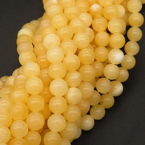 Natural Alabaster,Round,Dyed,Light yellow,8mm,Hole:1mm,about 48pcs/strand,about 36g/strand,5 strands/package,15"(38cm),XBGB03241ablb-L001