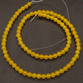 Natural Alabaster,Round,Dyed,Golden Yellow,4mm,Hole:0.5mm,about 90pcs/strand,about 9g/strand,5 strands/package,15"(38cm),XBGB03244aakl-L001