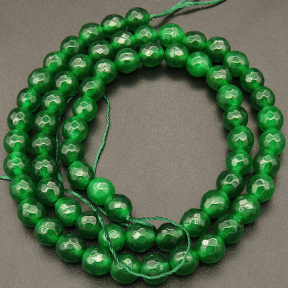 Natural Alabaster,Round,Faceted,Dyed,Dark green,6mm,Hole:0.8mm,about 63pcs/strand,about 22g/strand,5 strands/package,15"(38cm),XBGB03266ablb-L001
