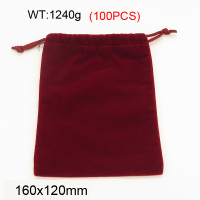 Flannelette,Velvet/Wool Pouches,Pull Shrink Type,Wine Red,160x120mm,about 1240g/package,100 pcs/package  3G00059hobb-258