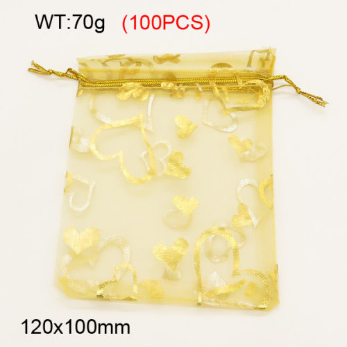 Gauze,Organza Bags,Pull Shrink Type,Yellow,120x100mm,about 70g/package,100 pcs/package  3G00095vila-258