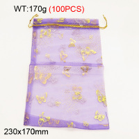 Gauze,Organza Bags,Pull Shrink Type,Purple & Yellow,230x170mm,about 170g/package,100 pcs/package  3G00102albv-258