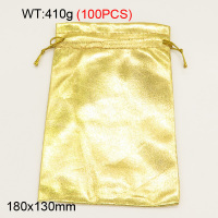 Silk Cloth,Organza Bags,Pull Shrink Type,Golden,180x130mm,about 410g/package,100 pcs/package  3G00106blla-258