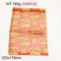 Gauze,Organza Bags,Pull Shrink Type,Red & Yellow,225x170mm,about 160g/package,100 pcs/package  3G00108albv-258