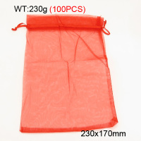 Gauze,Organza Bags,Pull Shrink Type,Blood Red,230x170mm,about 230g/package,100 pcs/package  3G00110albv-258