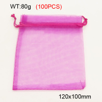 Gauze,Organza Bags,Pull Shrink Type,Rose Red,120x100mm,about 80g/package,100 pcs/package  3G00111vila-258