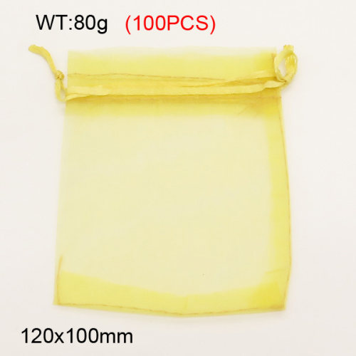Gauze,Organza Bags,Pull Shrink Type,Golden,120x100mm,about 80g/package,100 pcs/package  3G00115vila-258