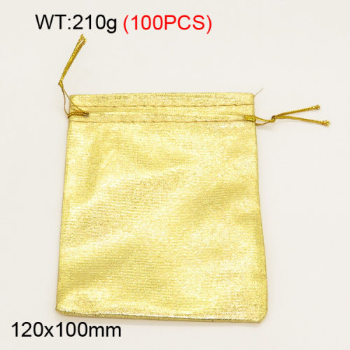 Silk Cloth,Cloth Pouches,Pull Shrink Type,Golden,120x100mm,about 210g/package,100 pcs/package  3G00117ajlv-258