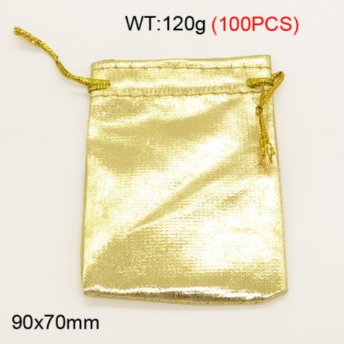 Silk Cloth,Cloth Pouches,Pull Shrink Type,Golden Yellow,90x70mm,about 120g/package,100 pcs/package  3G00119aiov-258