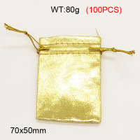 Silk Cloth,Cloth Pouches,Pull Shrink Type,Golden Yellow,70x50mm,about 80g/package,100 pcs/package  3G00121aivb-258