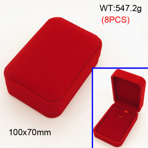 Gum Embryo & Flannelette,Velours Box,Rectangular Box,Red,100x70mm,about 547.2g/package,8 pcs/package  3G00132ajma-258