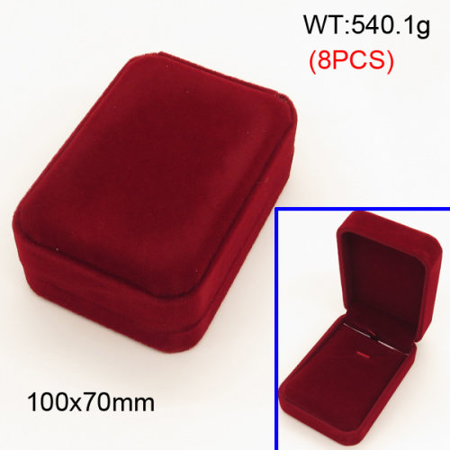Gum Embryo & Flannelette,Velours Box,Rectangular Box,Purplish Red,100x70mm,about 540.1g/package,8 pcs/package  3G00136ajma-258