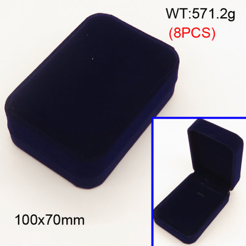 Gum Embryo & Flannelette,Velours Box,Rectangular Box,Dark Blue,100x70mm,about 571.2g/package,8 pcs/package  3G00137ajma-258