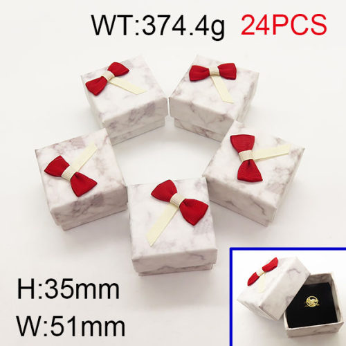 Carton & Sponge,Cardboard Box,Butterfly Square Box,Ivory & Red,H:35mm    W:51mm,about 374.4g/package,24 pcs/package  6PS600248aimk-705