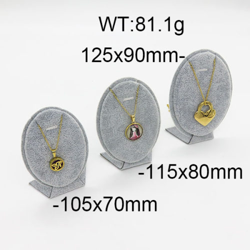 MDF Board & Flannelette & PV,Flannelette Leaf Shaped Large, Medium And Small Necklace Display Rack,Grey,Big125x90mm  Middle115x80mm  Small105x70mm,about 81.1g/pc,1 pc/package  6PS600263vhov-705