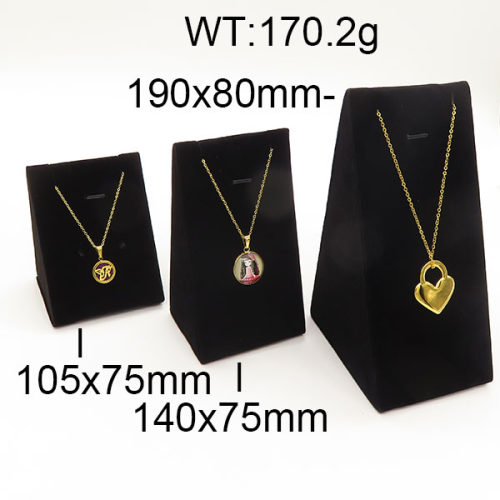 MDF Board & Flannelette & PV,Flannelette Large, Medium And Small Pillar Necklace Display Rack,Black,Big190x80mm  Middle140x75mm  Small105x75mm  ,about 170.2g/pc,1 pc/package  6PS600269biib-705