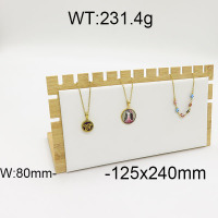 MDF Board & Flannelette,MDF Support Necklace Display Rack,Yellow & White,125x240mm,about 231.4g/pc,1 pc/package  6PS600279aiov-705