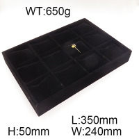 MDF Board & Flannelette & PV,Flannelette Rectangular Bangle&Bracelet&Watch Jewelry Display Box,Black,H:50mm  L:350mm  W:240mm,about 650g/pc,1 pc/package  6PS600295ajvb-705