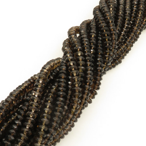 Natural Smoky Quartz,Abacus beads,Faceted,Brown,3*6mm,Hole:0.8mm,about 130 pcs/strand,about 20 g/strand,1 strand/package,15"(38cm),XBGB02125aaha-L001