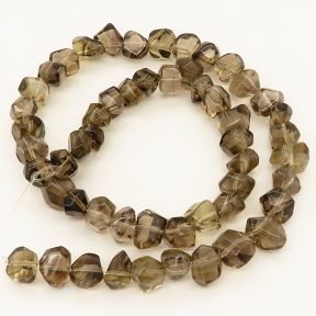 Natural Smoky Quartz,Irregular shape,Angle of attack,Faceted,Brown,5*9~10*12mm,Hole:1mm,about 53 pcs/strand,about 45 g/strand,1 strand/package,15"(38cm),XBGB02143aaha-L001