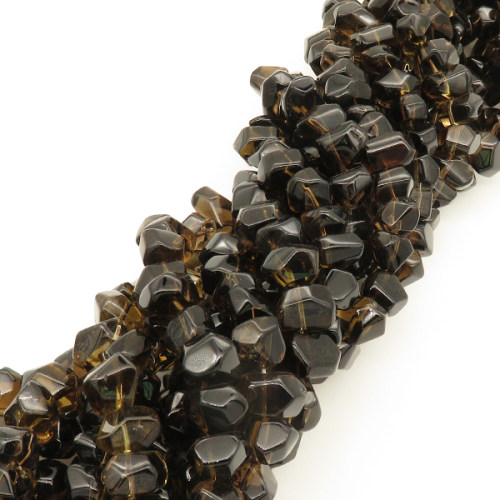 Natural Smoky Quartz,Irregular shape,Angle of attack,Faceted,Brown,8*12~8*15mm,Hole:1mm,about 51 pcs/strand,about 80 g/strand,1 strand/package,15"(38cm),XBGB02146vablb-L001