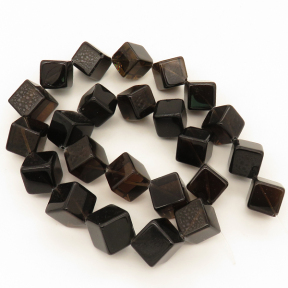 Natural Smoky Quartz,Square,Brown,12mm,Hole:1mm,about 24 pcs/strand,about 105 g/strand,1 strand/package,15"(38cm),XBGB02152aaha-L001