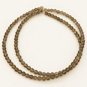 Natural Smoky Quartz,Round,Brown,4mm,Hole:0.5mm,about 90 pcs/strand,about 9 g/strand,1 strand/package,15"(38cm),XBGB02167ahjb-L001