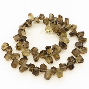 Natural Smoky Quartz,Irregular shape,Angle of attack,Faceted,Brown,6*11~8*15mm,Hole:1mm,about 57 pcs/strand,about 80 g/strand,1 strand/package,15"(38cm),XBGB02182vablb-L001