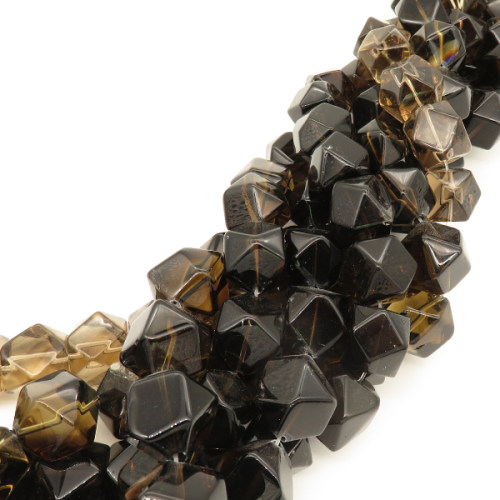 Natural Smoky Quartz,Square,Triangular Faceted,Brown,16*18~18*21mm,Hole:1.2mm,about 22 pcs/strand,about 135 g/strand,1 strand/package,15"(38cm),XBGB02188vablb-L001