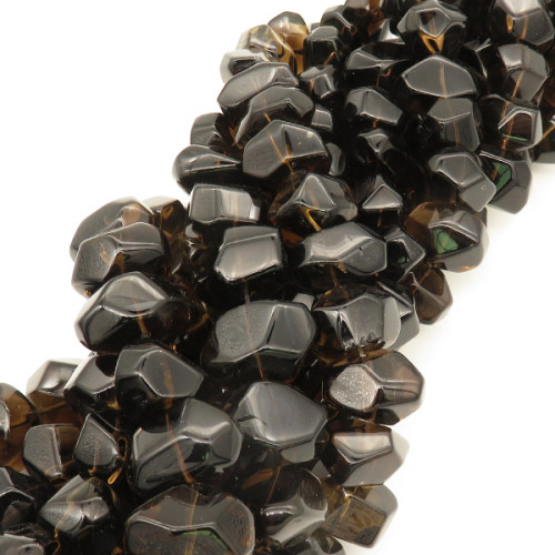 Natural Smoky Quartz,Irregular shape,Angle of attack,Brown,13*16~13*19mm,Hole:1.2mm,about 33 pcs/strand,about 140 g/strand,1 strand/package,15"(38cm),XBGB02191vablb-L001