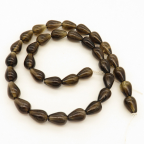 Natural Smoky Quartz,Drop,Brown,8*12mm,Hole:102mm,about 34 pcs/strand,about 35 g/strand,1 strand/package,15"(38cm),XBGB02197aaha-L001