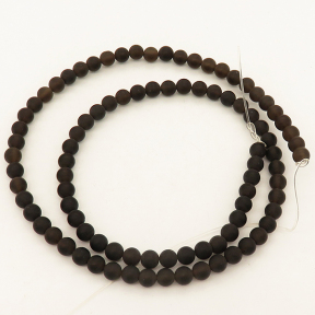 Natural Smoky Quartz,Round,Frosted,Brown,4mm,Hole:0.5mm,about 91 pcs/strand,about 10 g/strand,1 strand/package,15"(38cm),XBGB02230ahla-L001