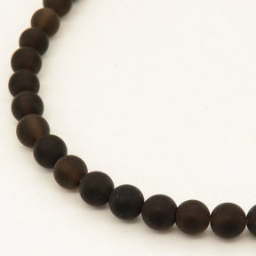 Natural Smoky Quartz,Round,Frosted,Brown,4mm,Hole:0.5mm,about 91 pcs/strand,about 10 g/strand,1 strand/package,15"(38cm),XBGB02230ahla-L001