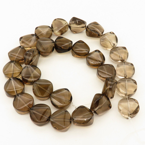 Natural Smoky Quartz,Round triangle,Brown,14*8mm,Hole:1.5mm,about 28 pcs/strand,about 75 g/strand,1 strand/package,15"(38cm),XBGB02236aaha-L001