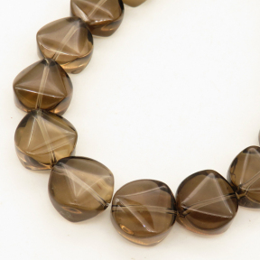 Natural Smoky Quartz,Round triangle,Brown,14*8mm,Hole:1.5mm,about 28 pcs/strand,about 75 g/strand,1 strand/package,15"(38cm),XBGB02236aaha-L001
