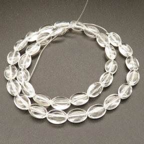 Natural White Crystal,Egg shape,White,8*12*5mm,Hole:1mm,about 34 pcs/strand,about 25 g/strand,1 strand/package,15"(38cm),XBGB02290aaha-L001