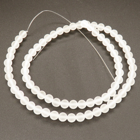 Natural White Crystal,Round,Frosted,White,5mm,Hole:0.8mm,about 76 pcs/strand,about 15 g/strand,1 strand/package,15"(38cm),XBGB02314ahma-L001